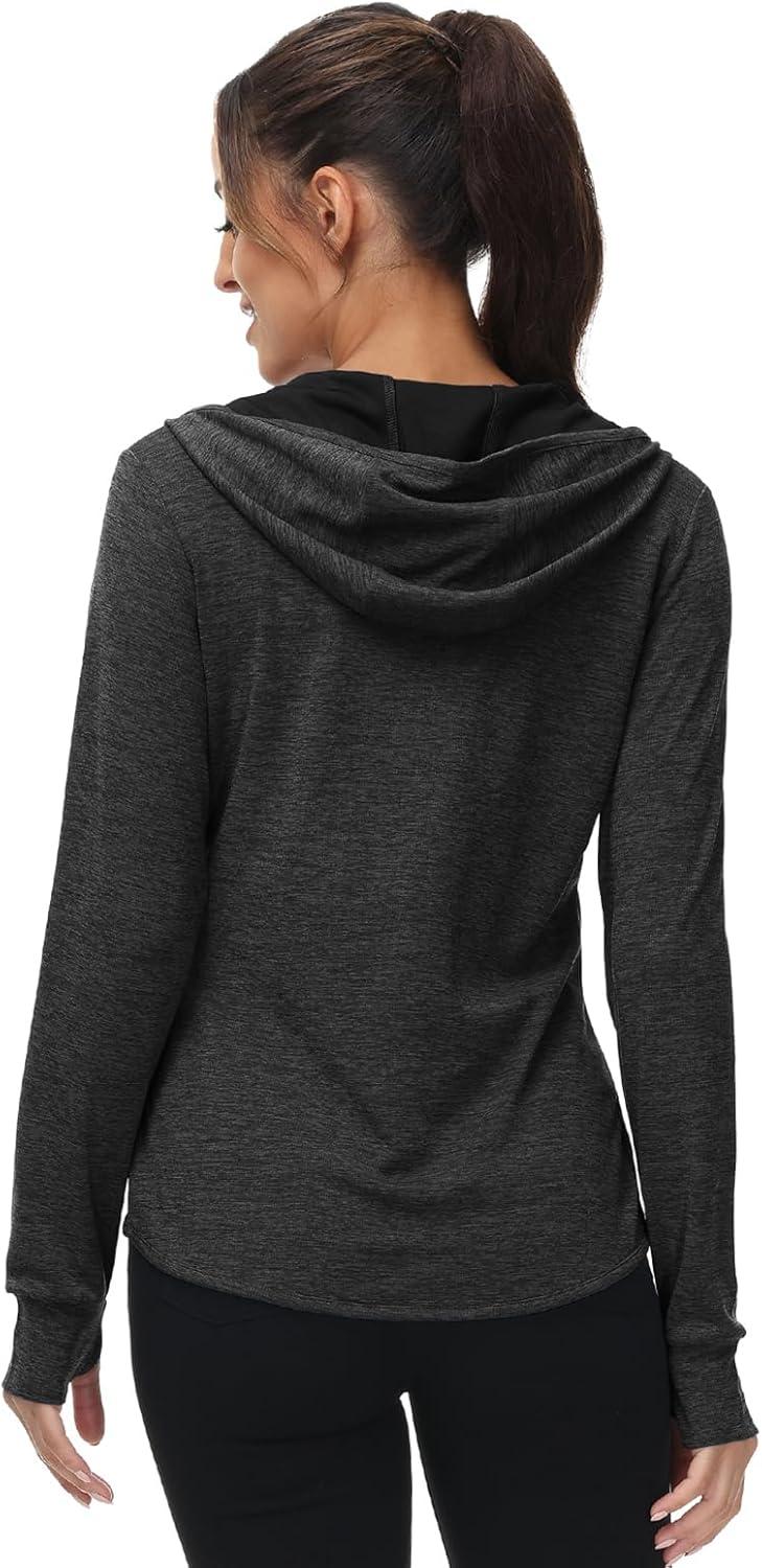 imageTBMPOY Womens UPF 50 Sun Protection Hoodie Jackets Light Weight Long Sleeve Shirts Hiking Outdoor Full Zip Tops1dark Grey