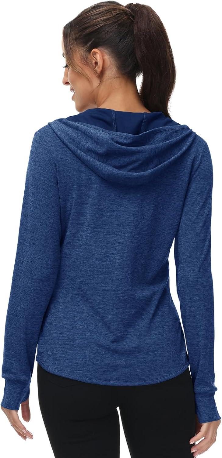 imageTBMPOY Womens UPF 50 Sun Protection Hoodie Jackets Light Weight Long Sleeve Shirts Hiking Outdoor Full Zip Tops2navy