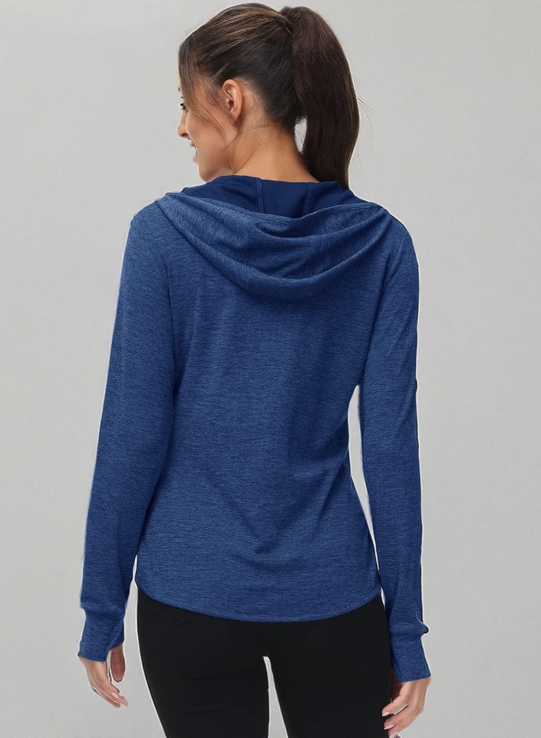 imageTBMPOY Womens UPF 50 Sun Protection Hoodie Jackets Light Weight Long Sleeve Shirts Hiking Outdoor Full Zip Tops2navy