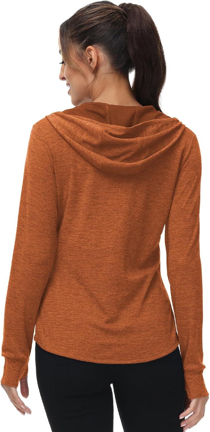 imageTBMPOY Womens UPF 50 Sun Protection Hoodie Jackets Light Weight Long Sleeve Shirts Hiking Outdoor Full Zip Tops5orange