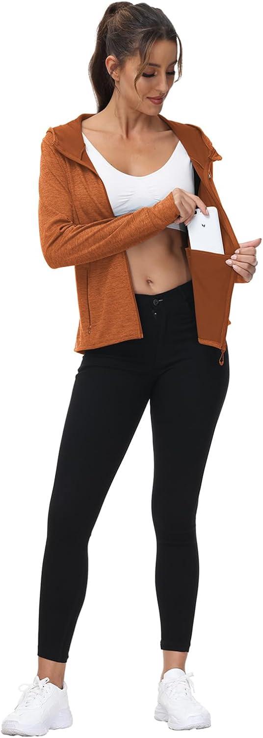 imageTBMPOY Womens UPF 50 Sun Protection Hoodie Jackets Light Weight Long Sleeve Shirts Hiking Outdoor Full Zip Tops5orange