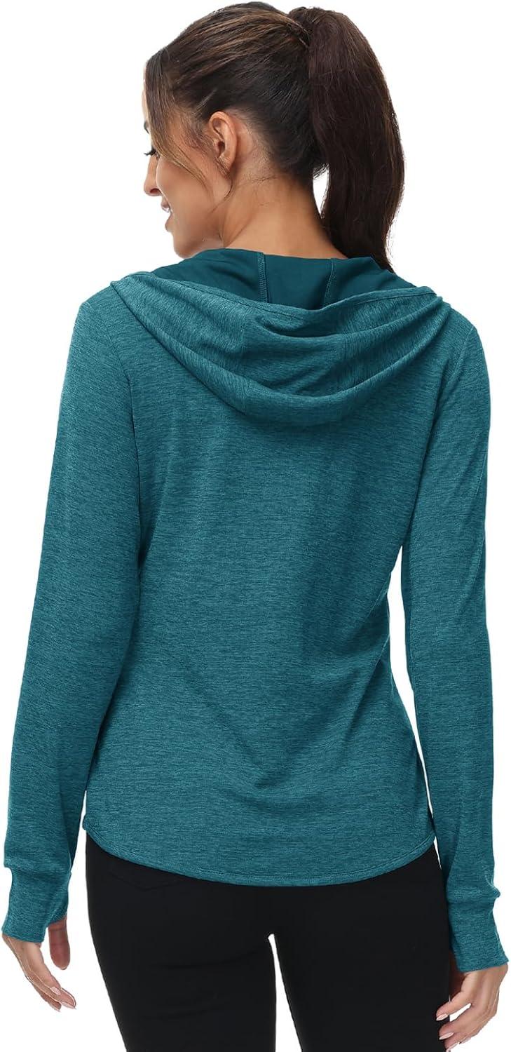 imageTBMPOY Womens UPF 50 Sun Protection Hoodie Jackets Light Weight Long Sleeve Shirts Hiking Outdoor Full Zip Tops6blue