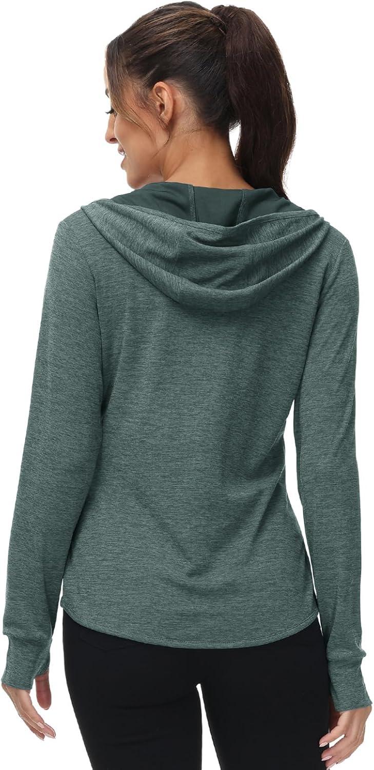 imageTBMPOY Womens UPF 50 Sun Protection Hoodie Jackets Light Weight Long Sleeve Shirts Hiking Outdoor Full Zip Tops8cyan