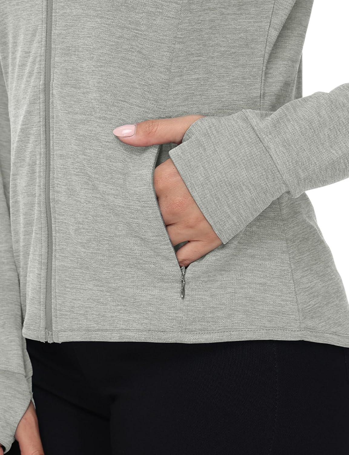 imageTBMPOY Womens UPF 50 Sun Protection Hoodie Jackets Light Weight Long Sleeve Shirts Hiking Outdoor Full Zip Tops9light Grey