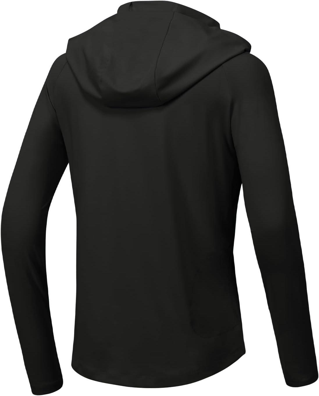 imageTBMPOY Womens UPF 50 Sun Protection Hoodie Shirt Long Sleeve Fishing Hiking Outdoor UV Shirt Lightweight1 Pocketblack