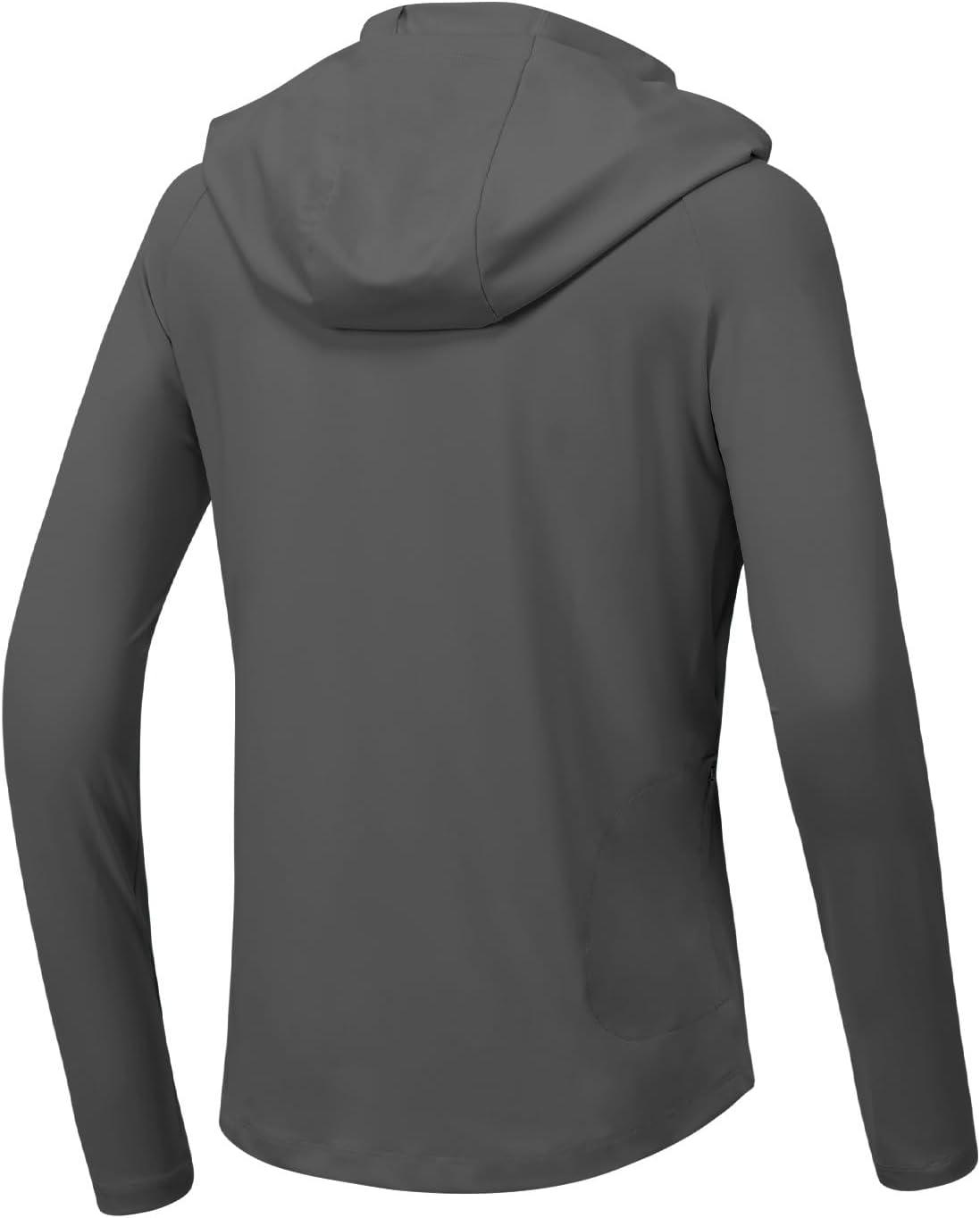 imageTBMPOY Womens UPF 50 Sun Protection Hoodie Shirt Long Sleeve Fishing Hiking Outdoor UV Shirt Lightweight1 Pocketdark Grey