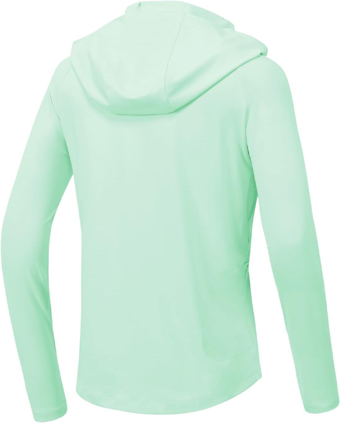 imageTBMPOY Womens UPF 50 Sun Protection Hoodie Shirt Long Sleeve Fishing Hiking Outdoor UV Shirt Lightweight1 Pocketgreen
