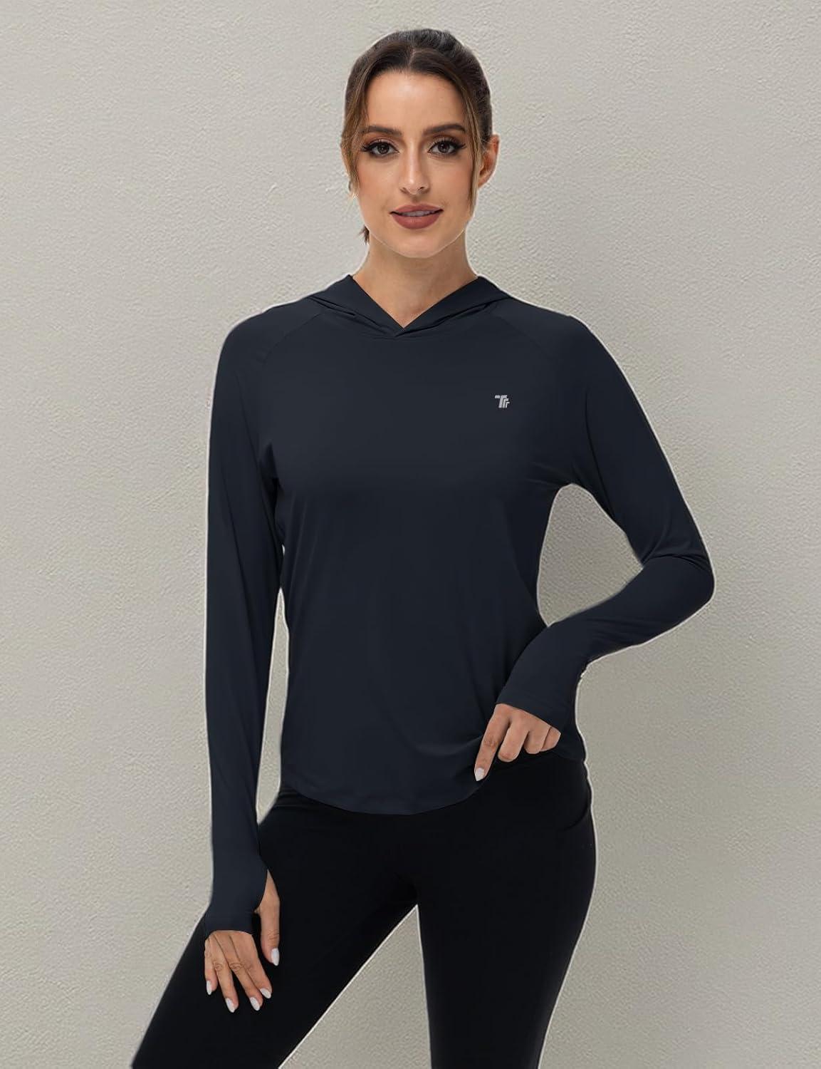 imageTBMPOY Womens UPF 50 Sun Protection Hoodie Shirt Long Sleeve Fishing Hiking Outdoor UV Shirt Lightweight1 Pocketnavy
