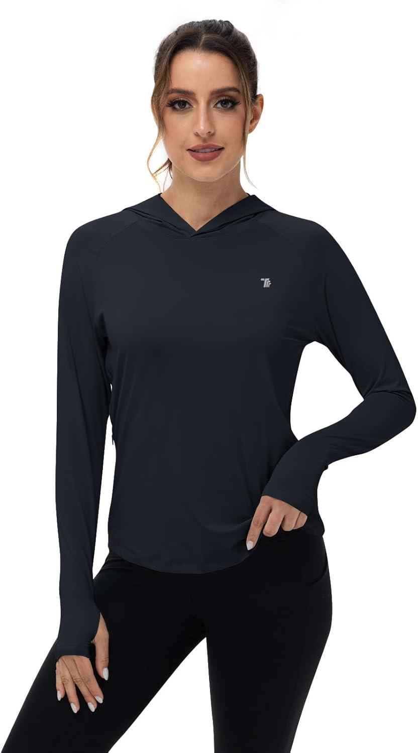 imageTBMPOY Womens UPF 50 Sun Protection Hoodie Shirt Long Sleeve Fishing Hiking Outdoor UV Shirt Lightweight1 Pocketnavy