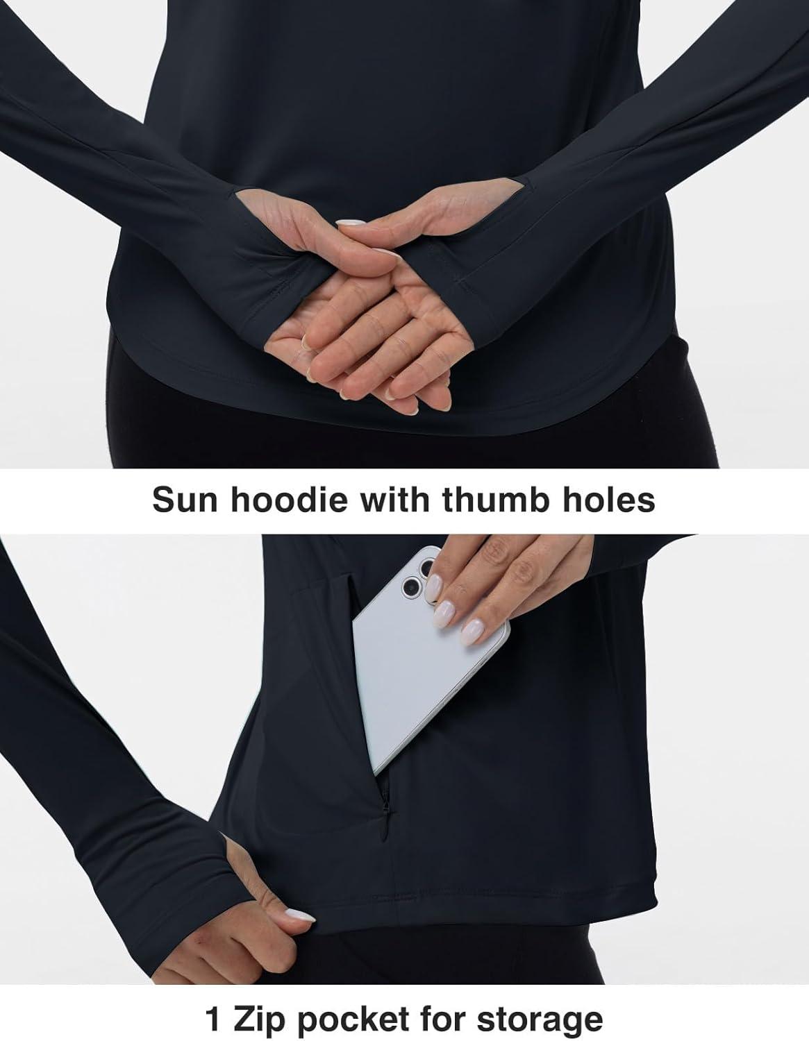 imageTBMPOY Womens UPF 50 Sun Protection Hoodie Shirt Long Sleeve Fishing Hiking Outdoor UV Shirt Lightweight1 Pocketnavy