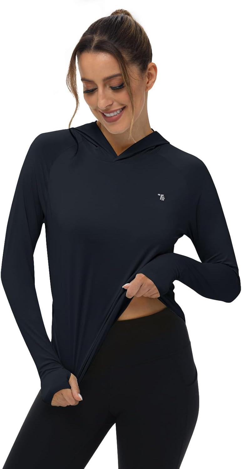 imageTBMPOY Womens UPF 50 Sun Protection Hoodie Shirt Long Sleeve Fishing Hiking Outdoor UV Shirt Lightweight1 Pocketnavy