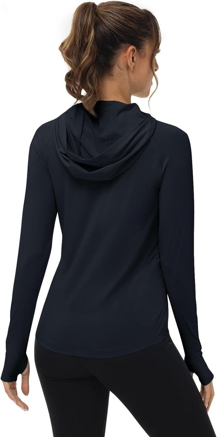 imageTBMPOY Womens UPF 50 Sun Protection Hoodie Shirt Long Sleeve Fishing Hiking Outdoor UV Shirt Lightweight1 Pocketnavy