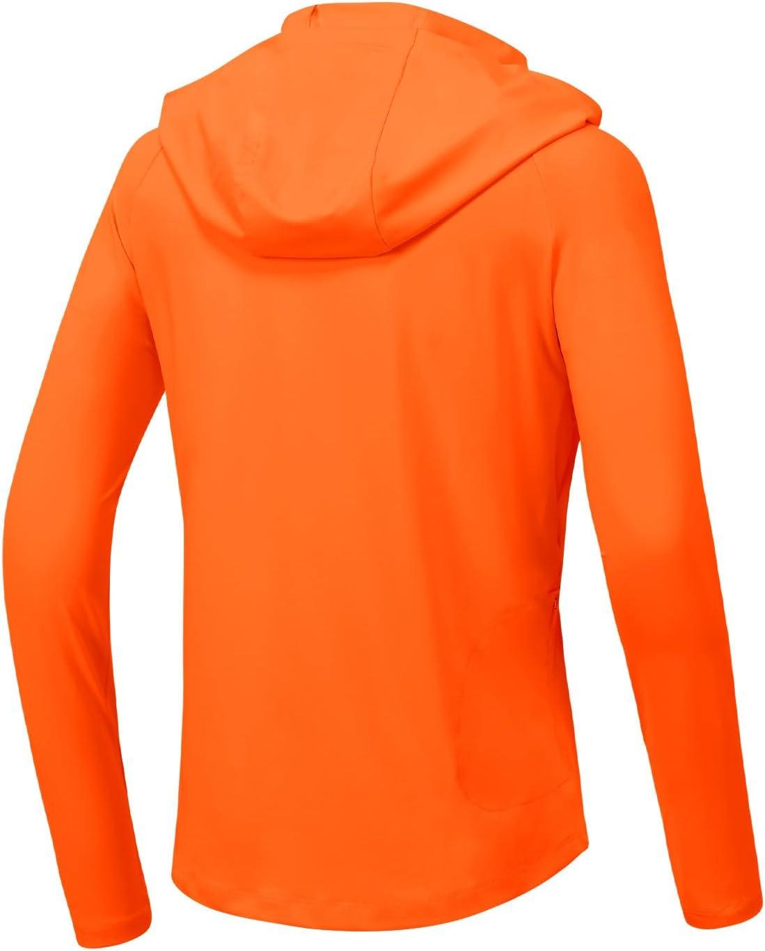 imageTBMPOY Womens UPF 50 Sun Protection Hoodie Shirt Long Sleeve Fishing Hiking Outdoor UV Shirt Lightweight1 Pocketorange
