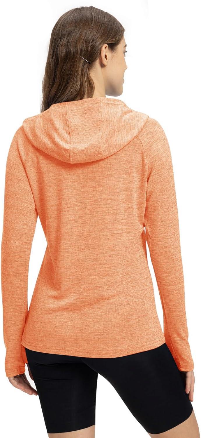 imageTBMPOY Womens UPF 50 Sun Protection Hoodie Shirt Long Sleeve Fishing Hiking Outdoor UV Shirt Lightweight10dark Orange