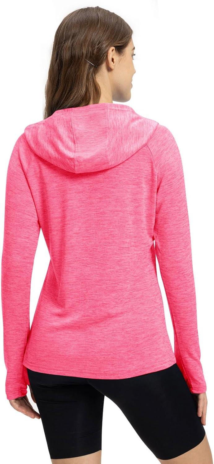 imageTBMPOY Womens UPF 50 Sun Protection Hoodie Shirt Long Sleeve Fishing Hiking Outdoor UV Shirt Lightweight11rose