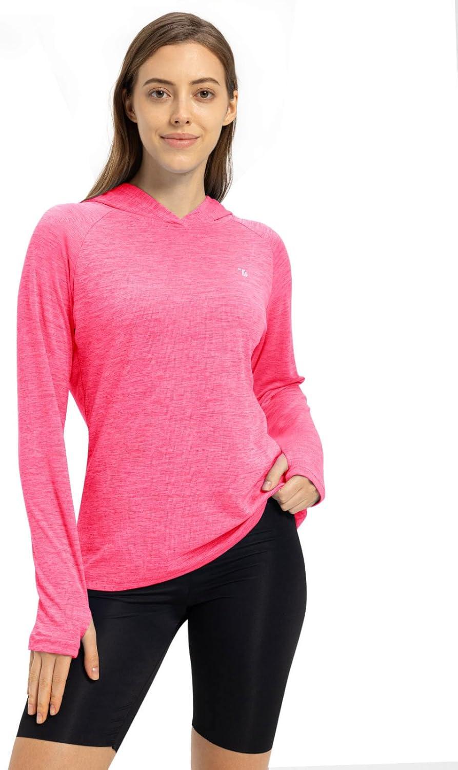 imageTBMPOY Womens UPF 50 Sun Protection Hoodie Shirt Long Sleeve Fishing Hiking Outdoor UV Shirt Lightweight11rose