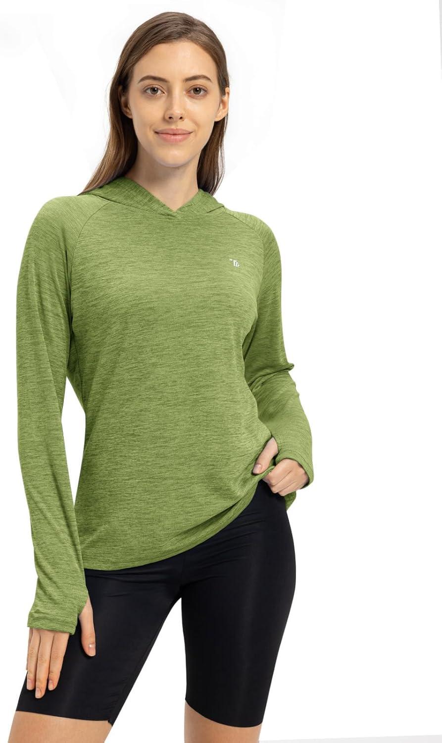 imageTBMPOY Womens UPF 50 Sun Protection Hoodie Shirt Long Sleeve Fishing Hiking Outdoor UV Shirt Lightweight16fruit Green