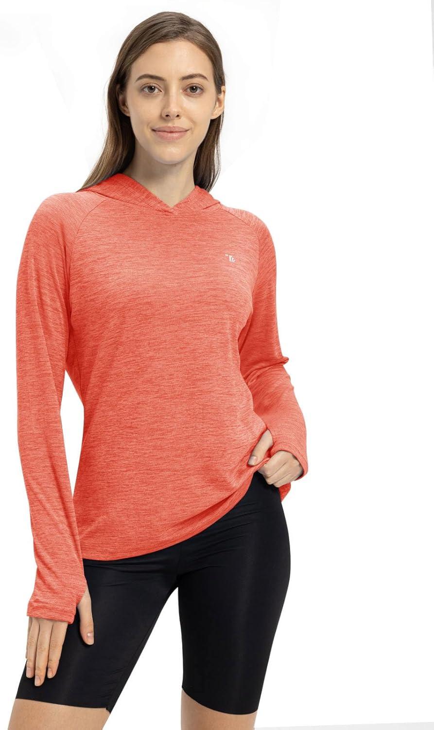 imageTBMPOY Womens UPF 50 Sun Protection Hoodie Shirt Long Sleeve Fishing Hiking Outdoor UV Shirt Lightweight18red