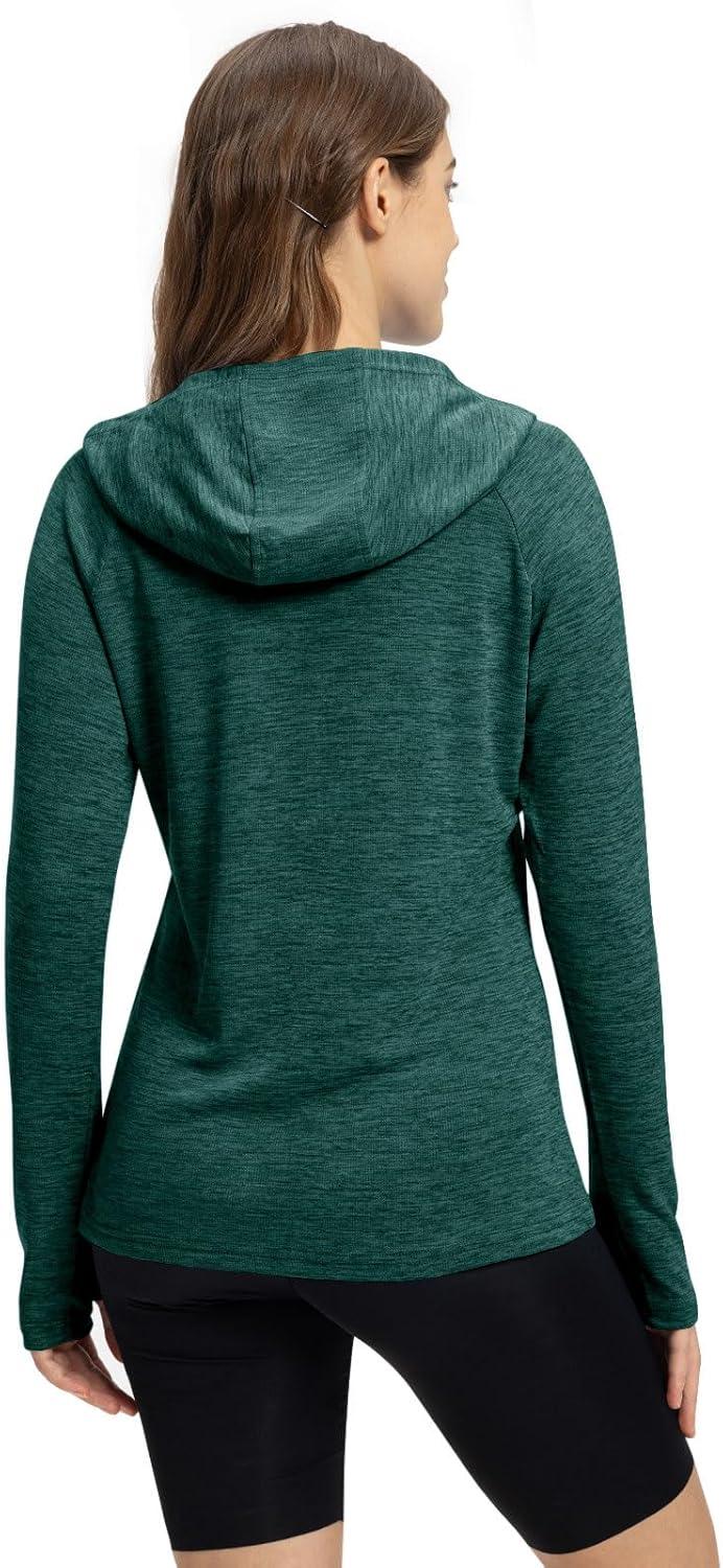 imageTBMPOY Womens UPF 50 Sun Protection Hoodie Shirt Long Sleeve Fishing Hiking Outdoor UV Shirt Lightweight1blackish Green