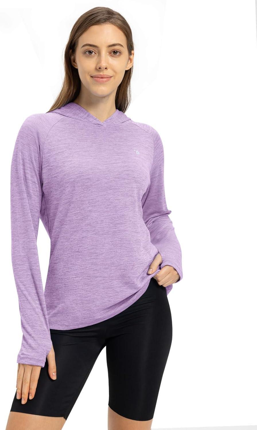imageTBMPOY Womens UPF 50 Sun Protection Hoodie Shirt Long Sleeve Fishing Hiking Outdoor UV Shirt Lightweight20light Purple