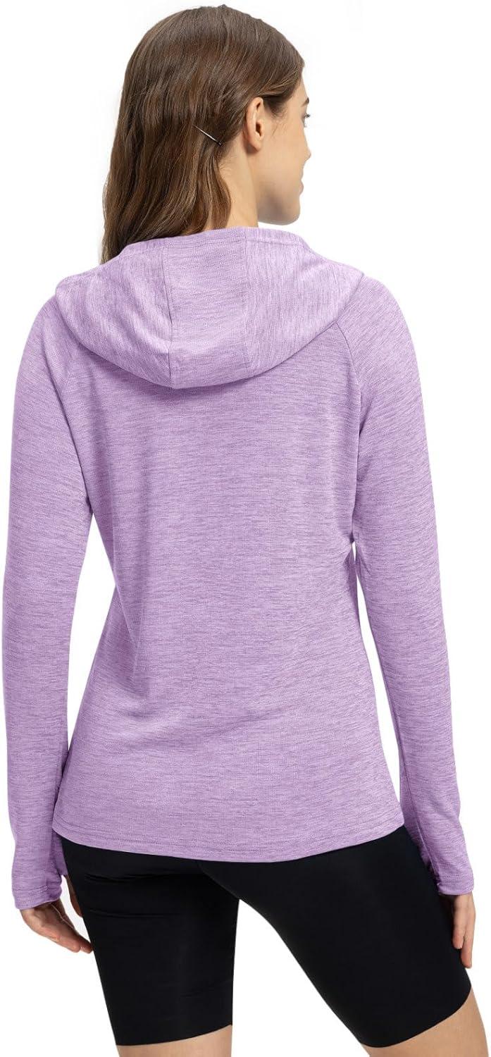 imageTBMPOY Womens UPF 50 Sun Protection Hoodie Shirt Long Sleeve Fishing Hiking Outdoor UV Shirt Lightweight20light Purple