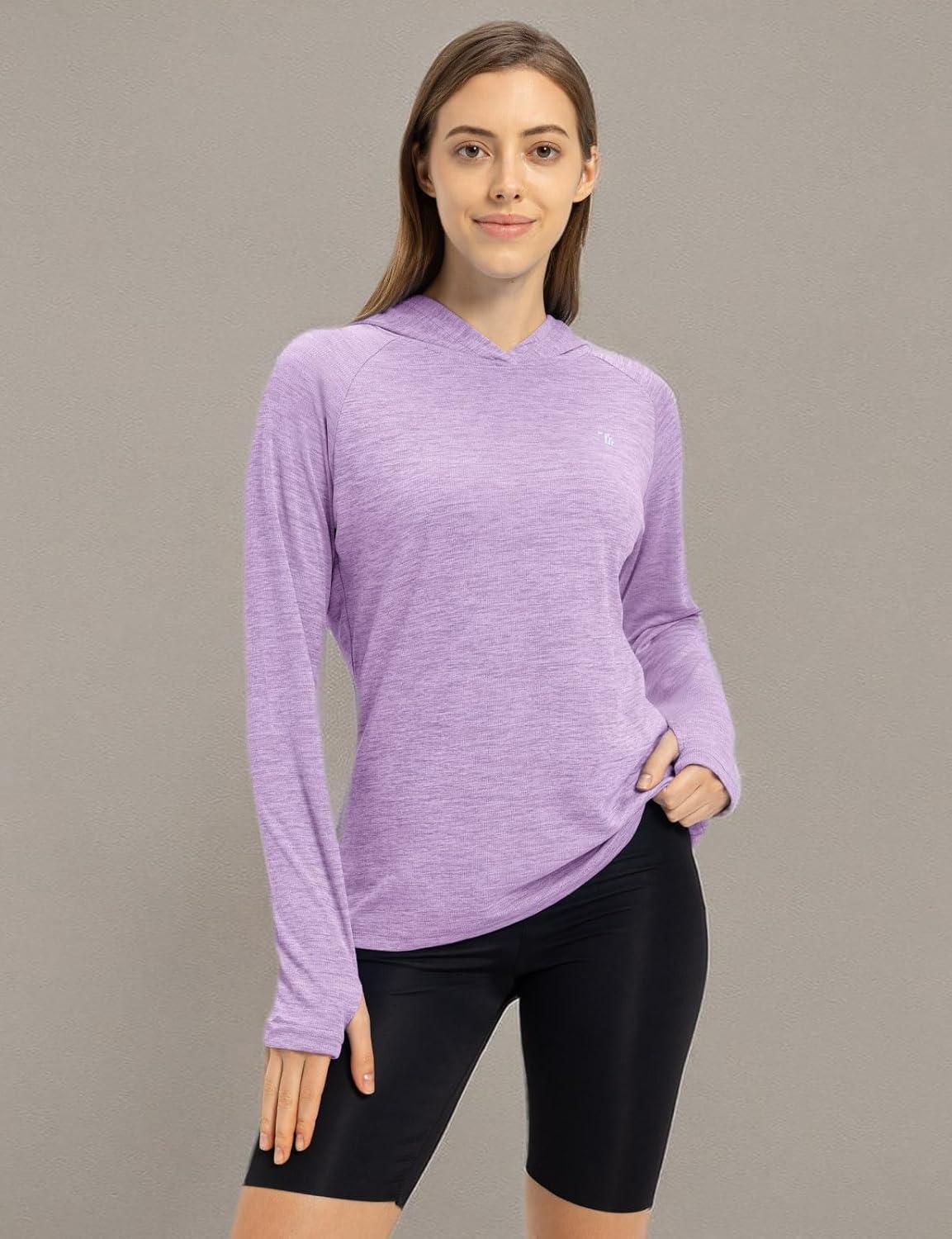 imageTBMPOY Womens UPF 50 Sun Protection Hoodie Shirt Long Sleeve Fishing Hiking Outdoor UV Shirt Lightweight20light Purple