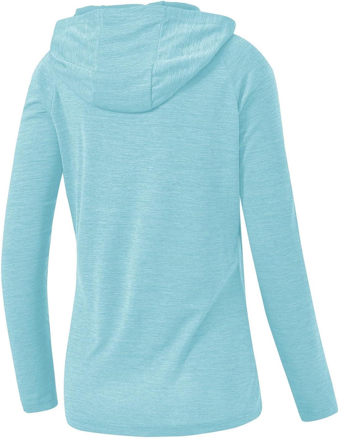 imageTBMPOY Womens UPF 50 Sun Protection Hoodie Shirt Long Sleeve Fishing Hiking Outdoor UV Shirt Lightweight5light Blue