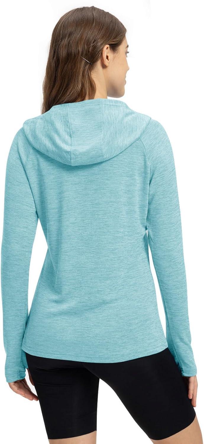 imageTBMPOY Womens UPF 50 Sun Protection Hoodie Shirt Long Sleeve Fishing Hiking Outdoor UV Shirt Lightweight5light Blue