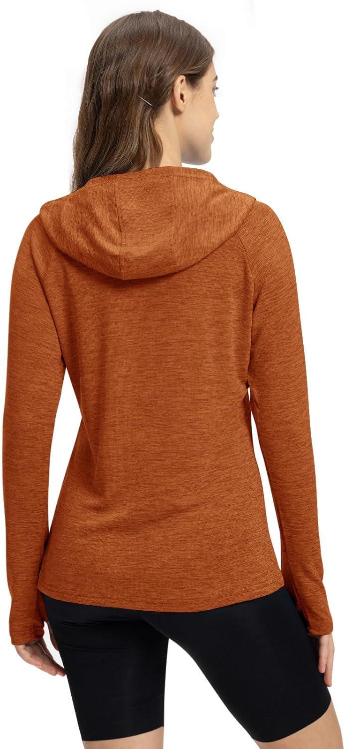 imageTBMPOY Womens UPF 50 Sun Protection Hoodie Shirt Long Sleeve Fishing Hiking Outdoor UV Shirt Lightweight9orange