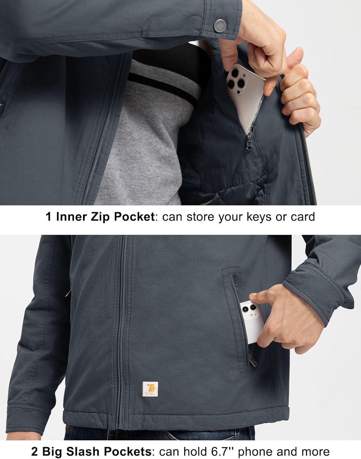 imageTBMPOY mens Men Work CoatsSteel Greythick