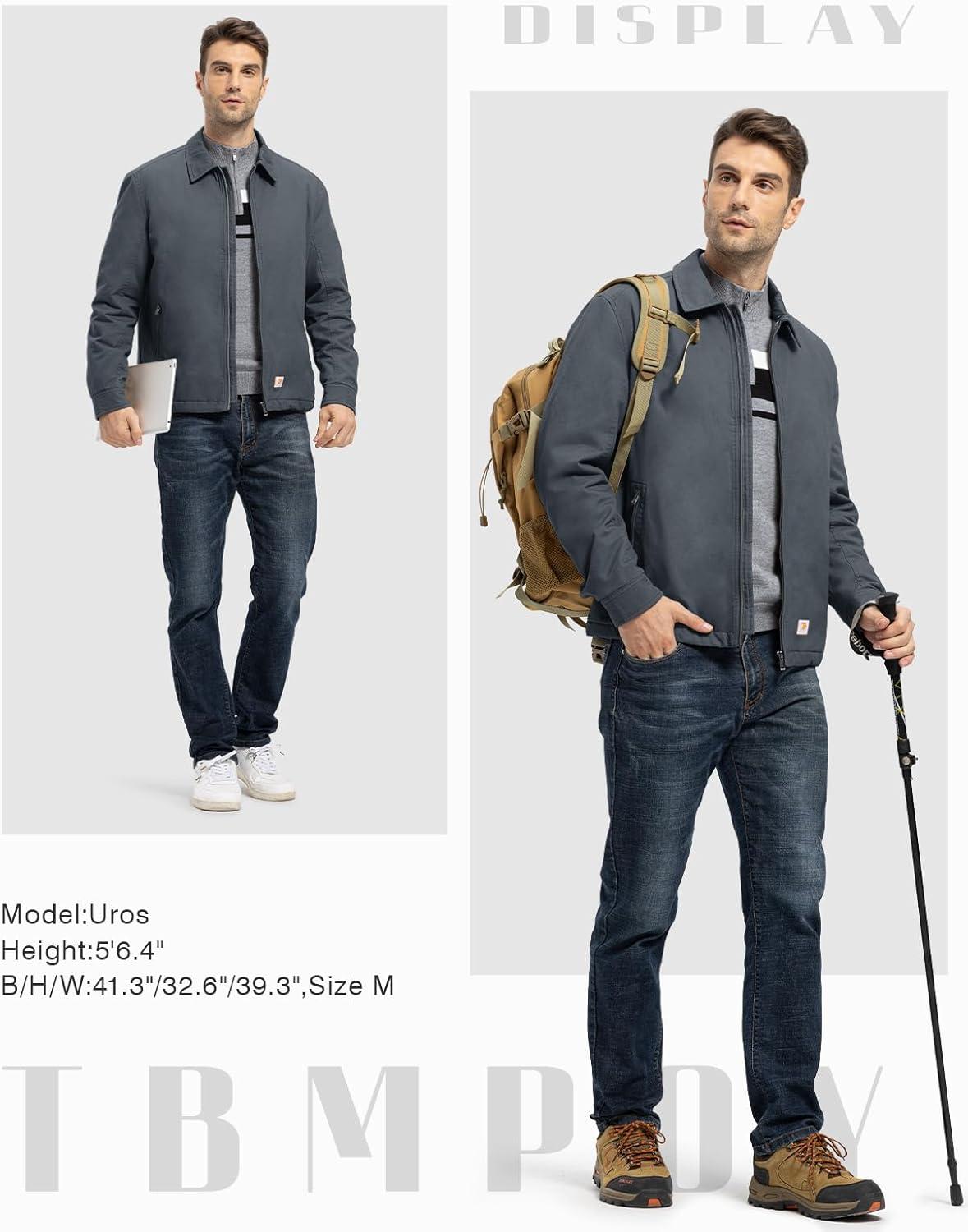 imageTBMPOY mens Men Work CoatsSteel Greythick