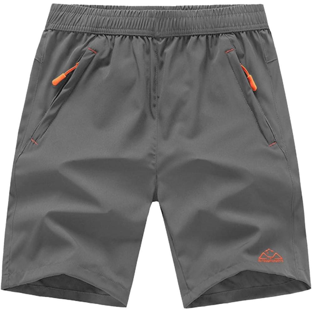 imageTBMPOY Mens 7quot Running Hiking Shorts Quick Dry Athletic Gym Outdoor Sports Workout Short 3 Zipper PocketsA20steel Gray