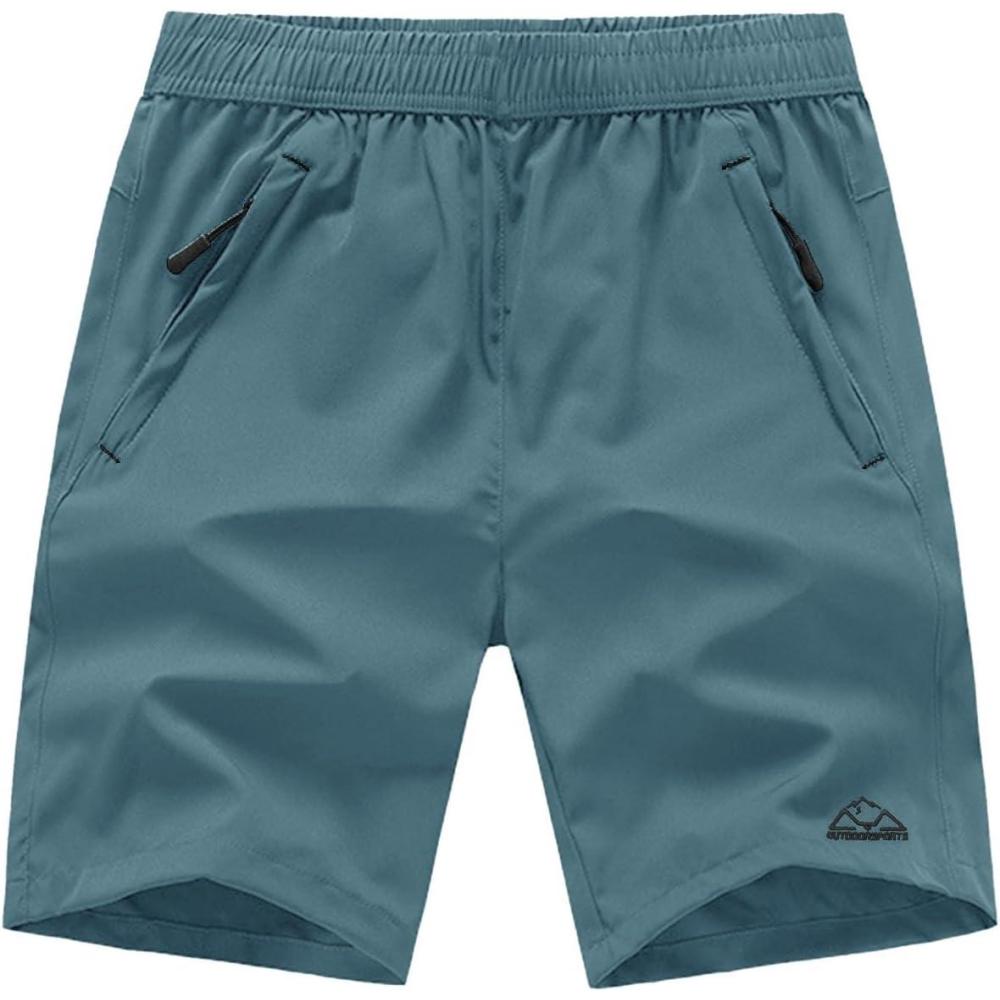 imageTBMPOY Mens 7quot Running Hiking Shorts Quick Dry Athletic Gym Outdoor Sports Workout Short 3 Zipper PocketsA21dusty Blue