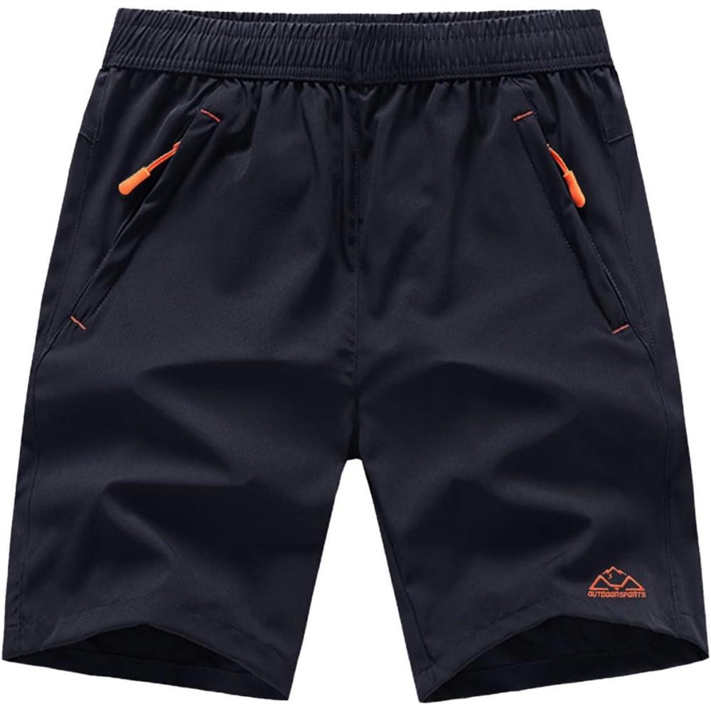 imageTBMPOY Mens 7quot Running Hiking Shorts Quick Dry Athletic Gym Outdoor Sports Workout Short 3 Zipper PocketsA27dark BlueRed