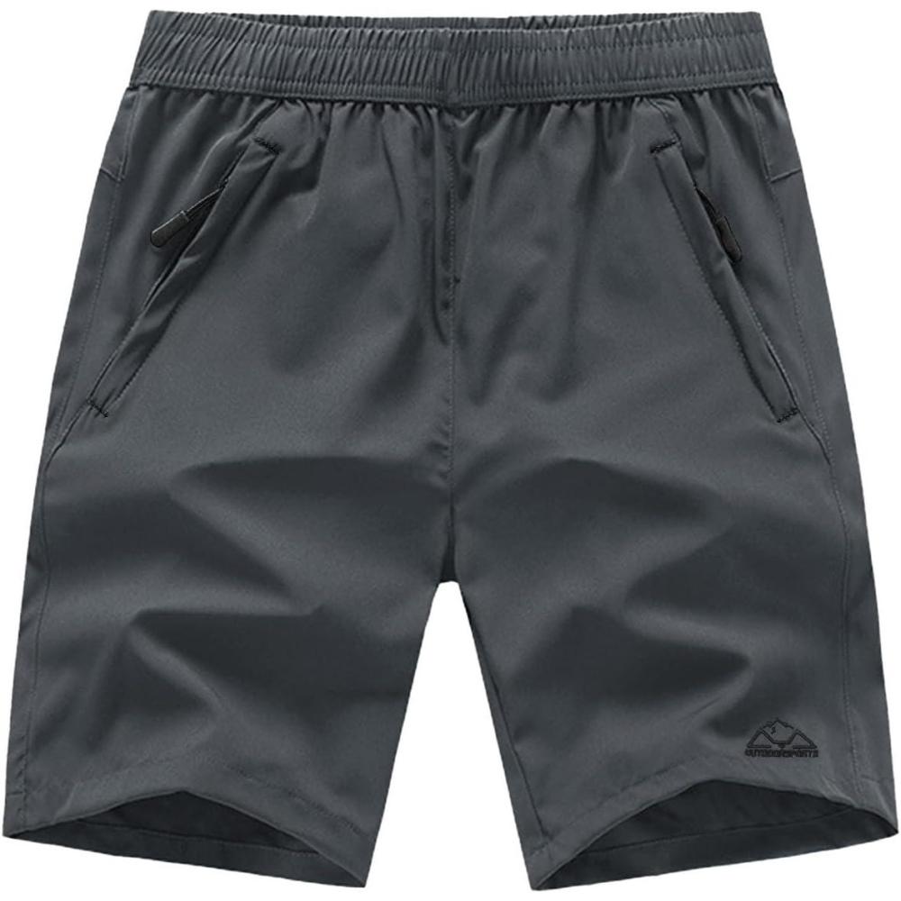 imageTBMPOY Mens 7quot Running Hiking Shorts Quick Dry Athletic Gym Outdoor Sports Workout Short 3 Zipper PocketsA3cool Gray