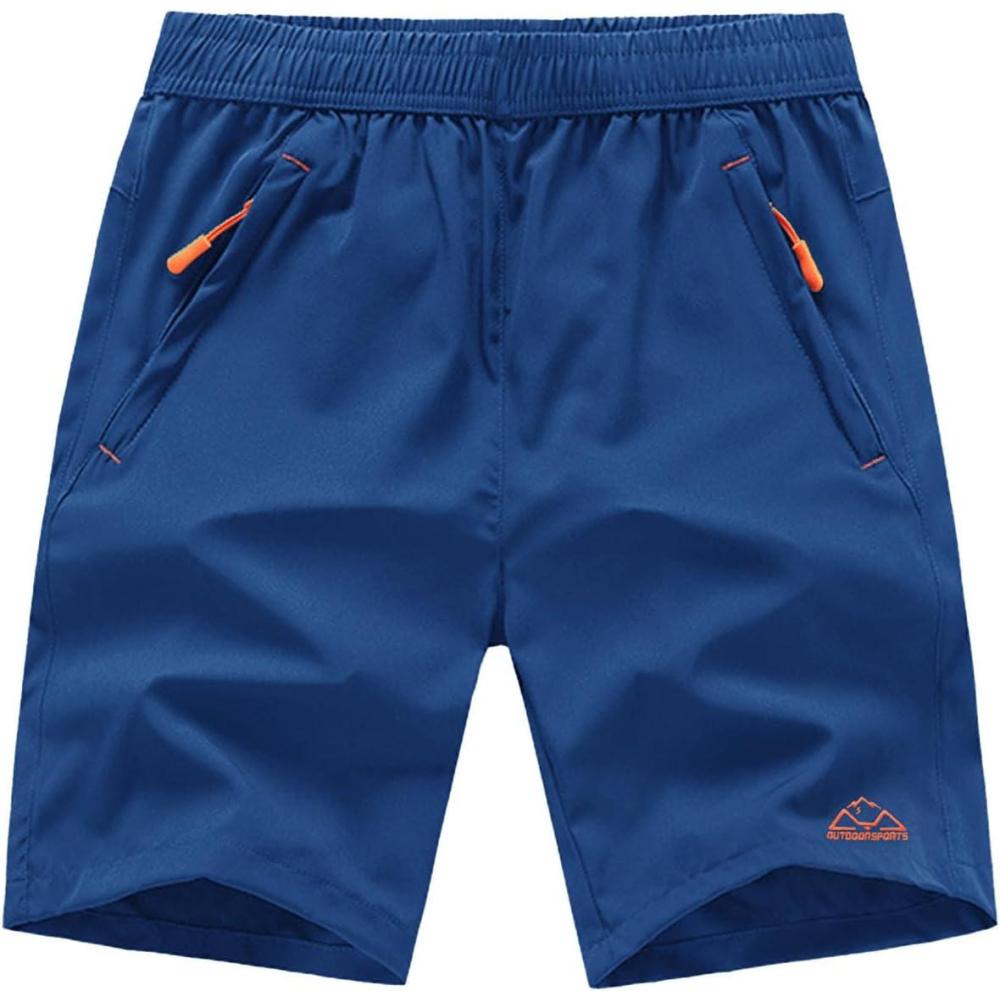 imageTBMPOY Mens 7quot Running Hiking Shorts Quick Dry Athletic Gym Outdoor Sports Workout Short 3 Zipper PocketsA8royal Blue
