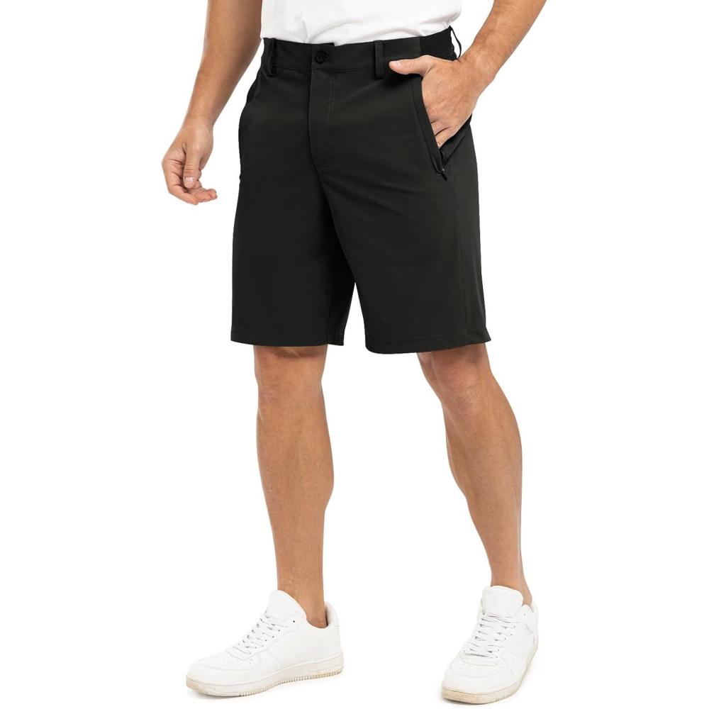 imageTBMPOY Mens 9quot Golf Shorts Quick Dry Casual Shorts Dress Shorts Flat Front Stretch Lightweight for Work Business TravelB1black