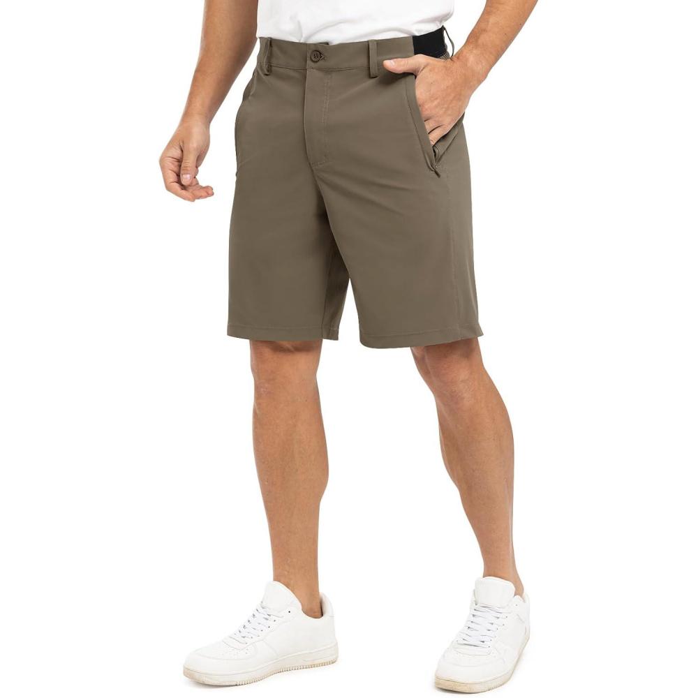 imageTBMPOY Mens 9quot Golf Shorts Quick Dry Casual Shorts Dress Shorts Flat Front Stretch Lightweight for Work Business TravelB1brown