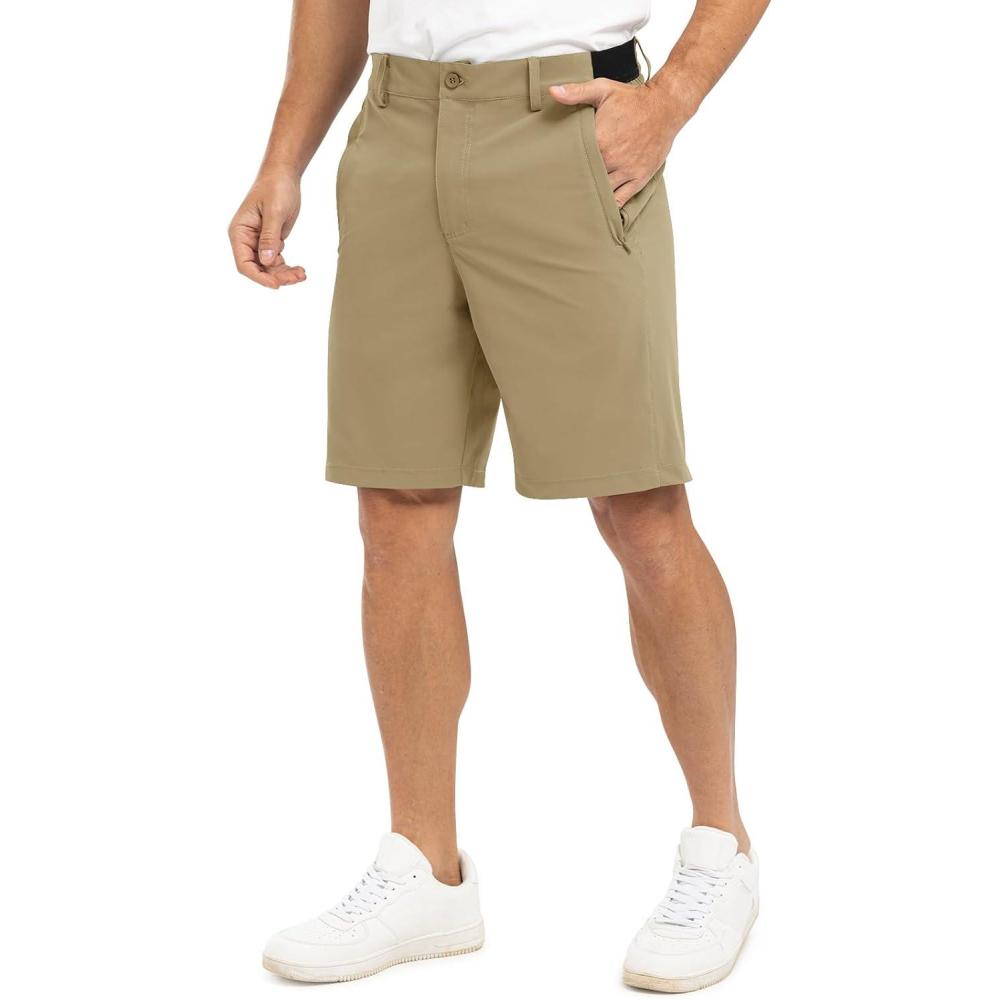 imageTBMPOY Mens 9quot Golf Shorts Quick Dry Casual Shorts Dress Shorts Flat Front Stretch Lightweight for Work Business TravelB1khaki