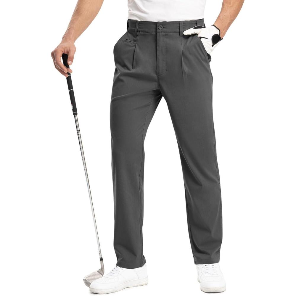 imageTBMPOY Mens Golf Pants Stretch Relaxed Fit with 5 Pockets Comfortable Lightweight Work Dress Pants Summer Casual SlacksDark Grey