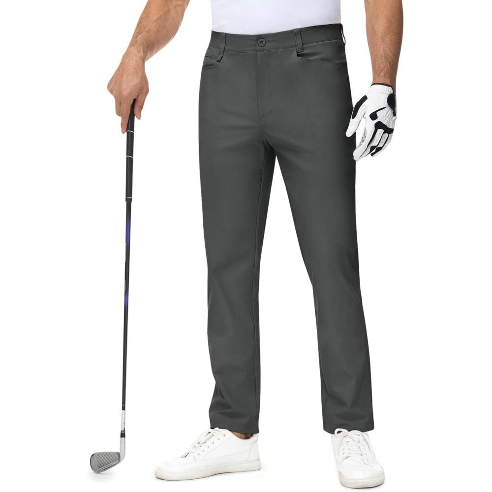 imageTBMPOY Mens Golf Pants Stretch Relaxed Fit with 5 Pockets Comfortable Lightweight Work Dress Pants Summer Casual SlacksDeep Gray02