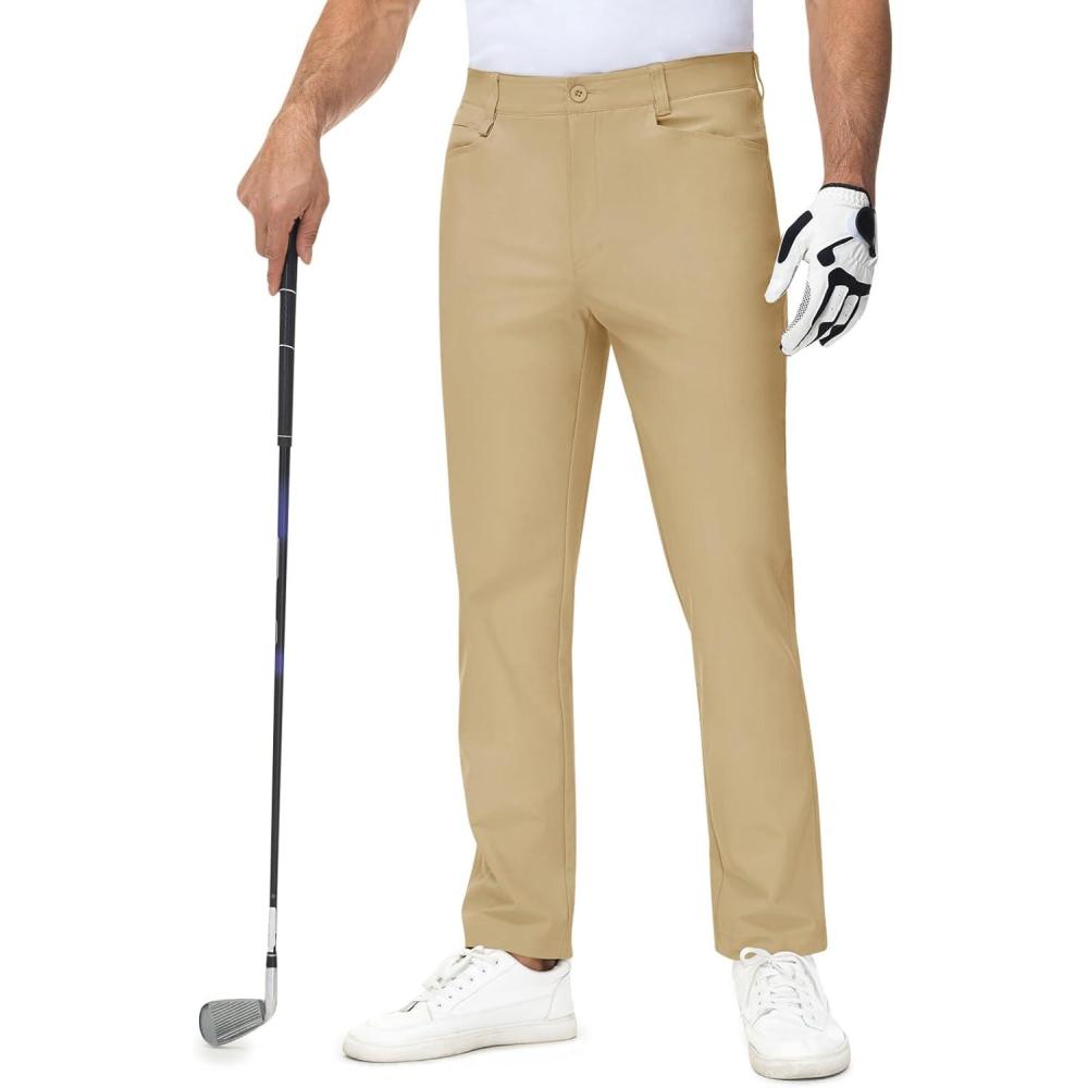 imageTBMPOY Mens Golf Pants Stretch Relaxed Fit with 5 Pockets Comfortable Lightweight Work Dress Pants Summer Casual SlacksKhaki02
