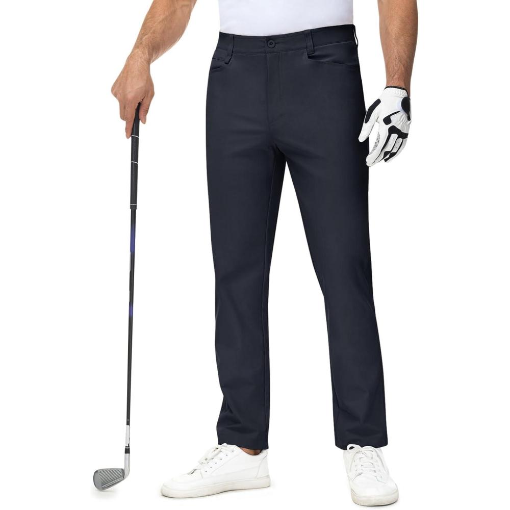 imageTBMPOY Mens Golf Pants Stretch Relaxed Fit with 5 Pockets Comfortable Lightweight Work Dress Pants Summer Casual SlacksNavy Blue02