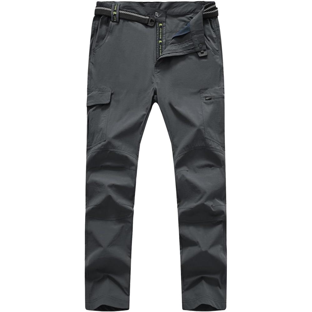 imageTBMPOY Mens Hiking Cargo Pants Lightweight Waterproof Quick Dry Outdoor Summer Fishing Camping Mountain PantC14dark Grey