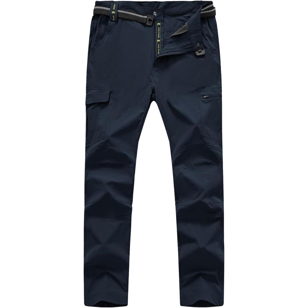 imageTBMPOY Mens Hiking Cargo Pants Lightweight Waterproof Quick Dry Outdoor Summer Fishing Camping Mountain PantC18navy