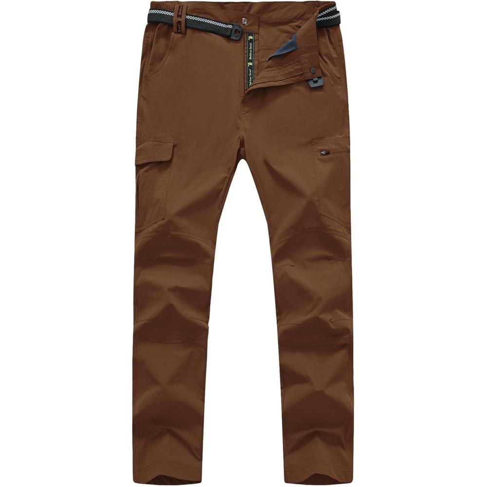 imageTBMPOY Mens Hiking Cargo Pants Lightweight Waterproof Quick Dry Outdoor Summer Fishing Camping Mountain PantC22dark Brown