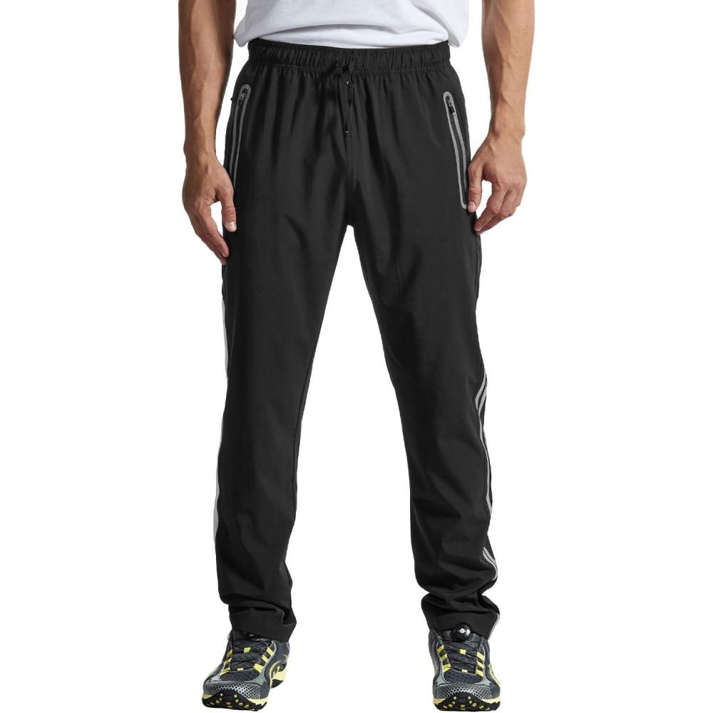 imageTBMPOY Mens Hiking Pants Quick Dry Lightweight Travel Track Running Active Jogger Sweatpants with PocketsB20blackGrey