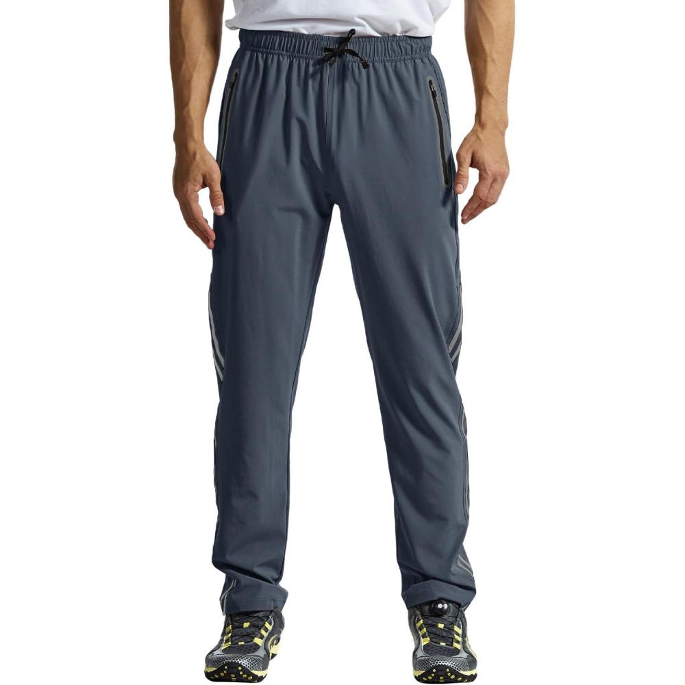 imageTBMPOY Mens Hiking Pants Quick Dry Lightweight Travel Track Running Active Jogger Sweatpants with PocketsB24grey