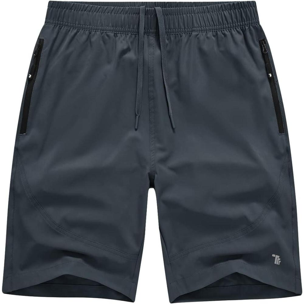 imageTBMPOY Mens Hiking Shorts Lightweight Outdoor Sports Shorts 7quot Quick Dry Athletic Running Gym Shorts with Zipper PocketsCold Grey