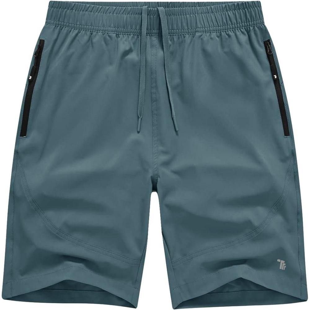 imageTBMPOY Mens Hiking Shorts Lightweight Outdoor Sports Shorts 7quot Quick Dry Athletic Running Gym Shorts with Zipper PocketsGrey Blue